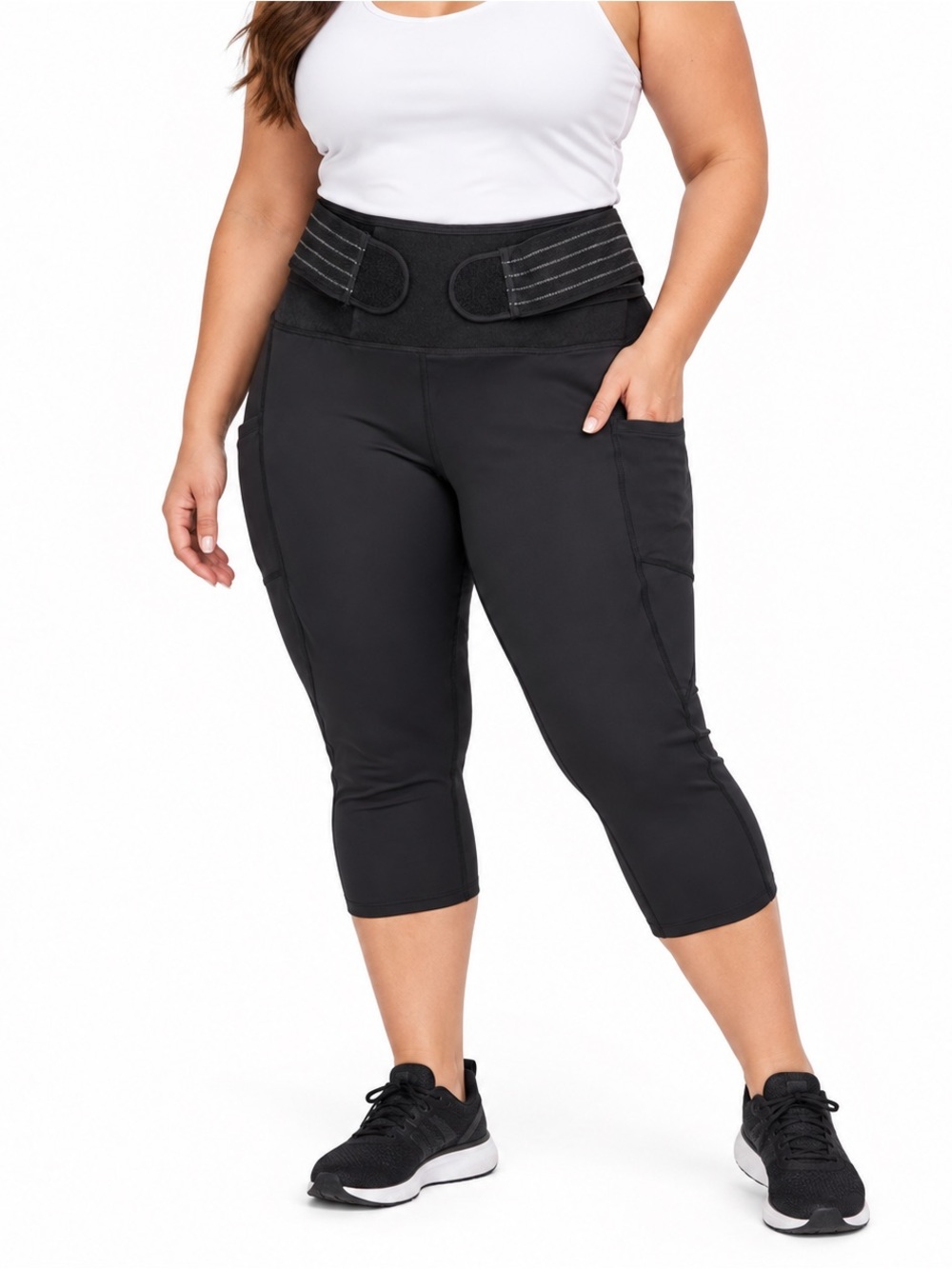 Tommie Copper Women’s XL Black Compression Capri Leggings Back Support
